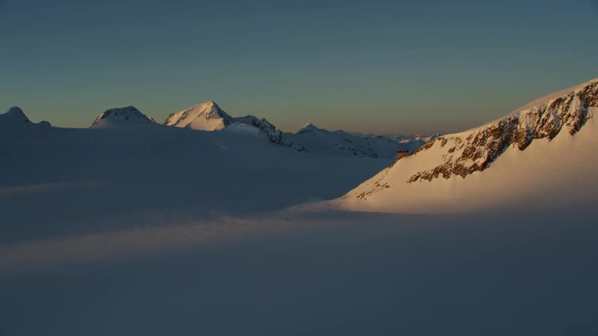 Snowy, rocky hills