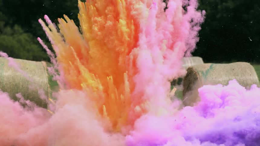 Colored powder explodes into the air
