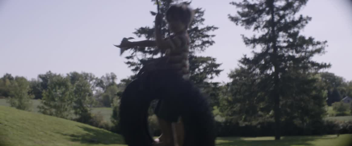 Children play on a tire swing on a sunny day