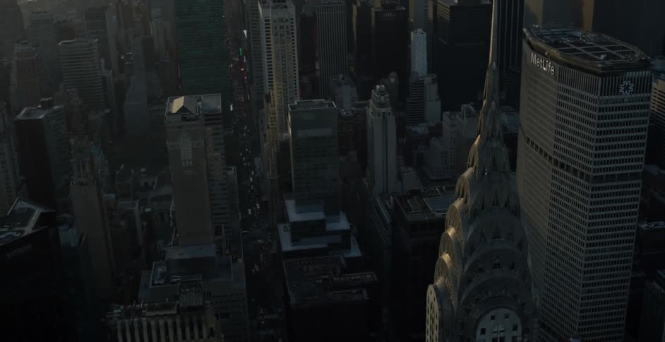 Aerial view of new york city featuring the chrysler building