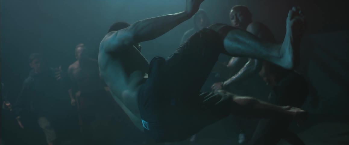 A fighter does a roundhouse kick on his opponent