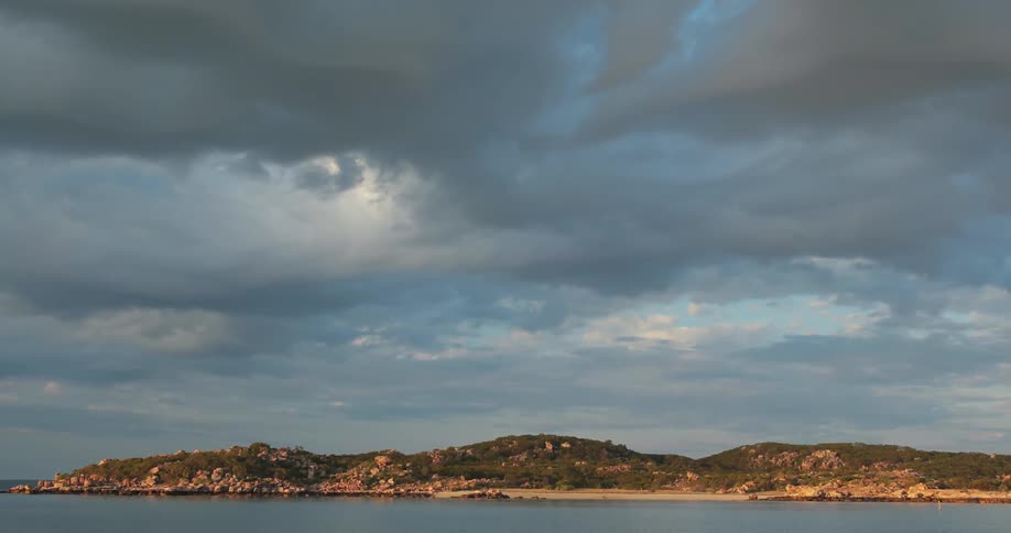 Clouds float over a lake
