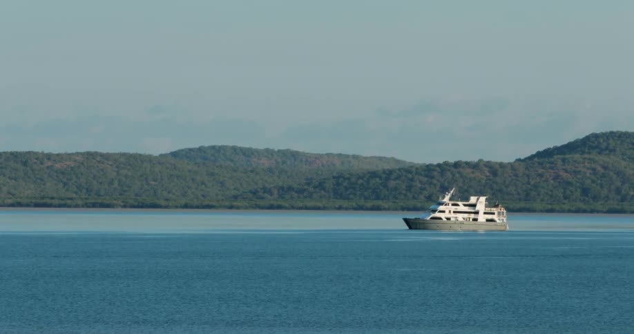A yacht is floating on the water
