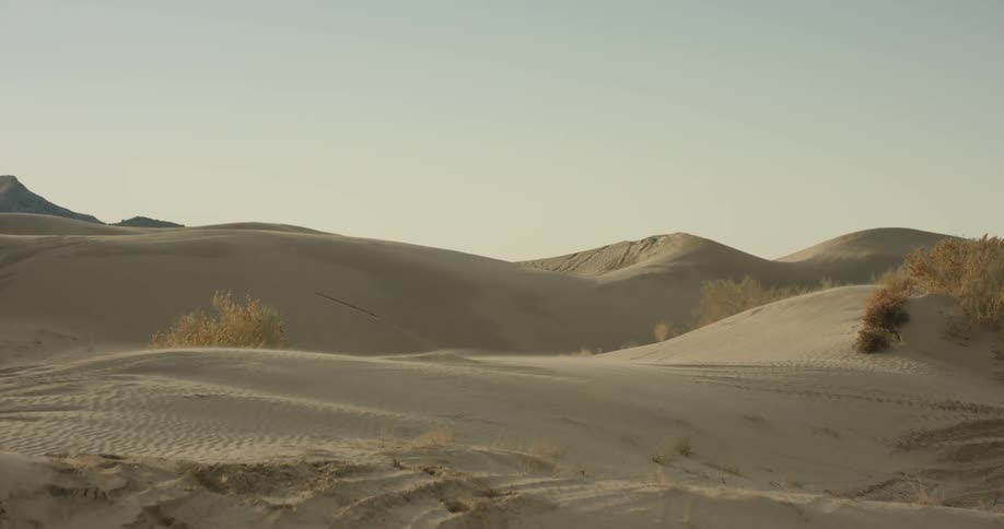 Wind blows in a hilly desert