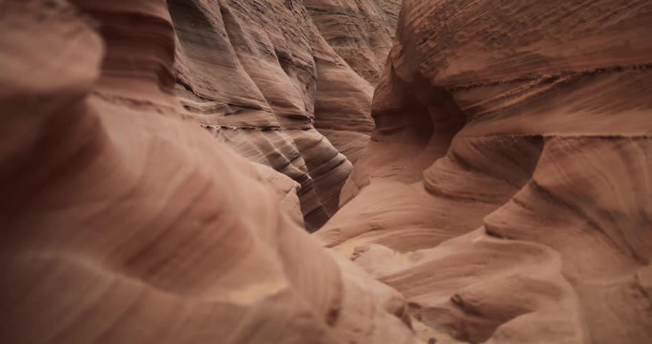 Wavy patterns line the inner side of a canyon