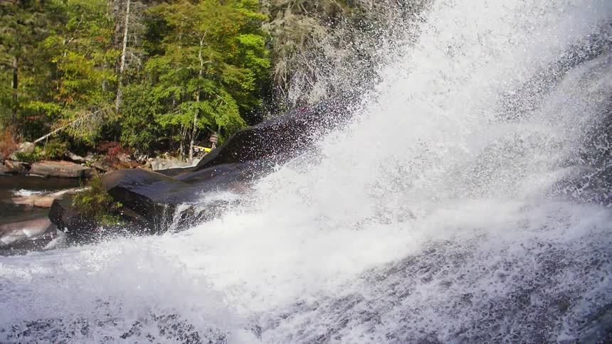 Water flows swiftly down a rapid stream