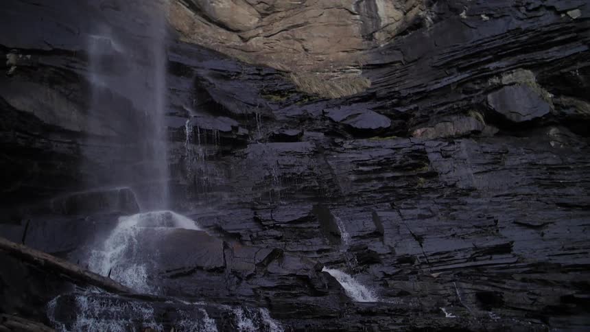 Waterfall splashing down into a pool