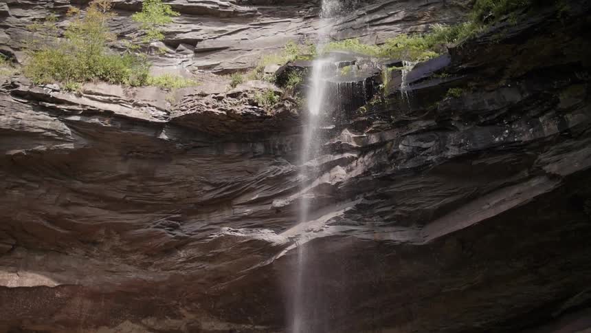 Water splashing down a cliff