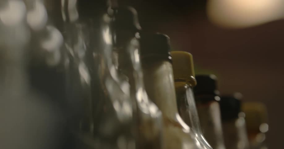 Close up of a row of bottles