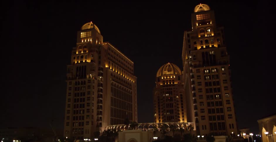 Well lit buildings in a city