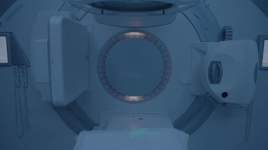 An mri machine sits empty
