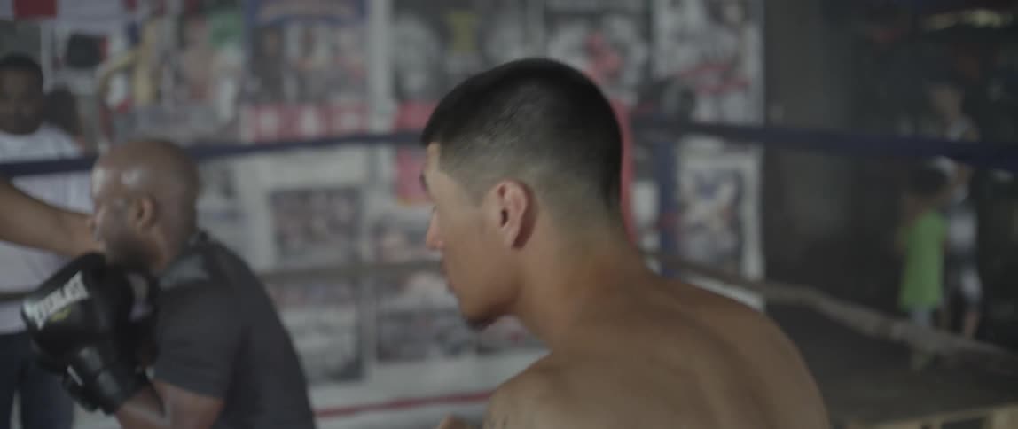 Boxers practice in the ring
