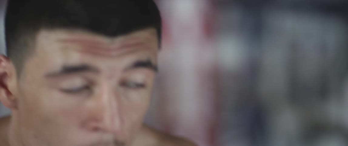 A person shadow boxing