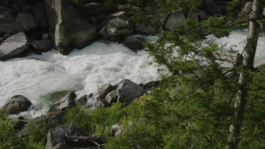 View of some fast moving rapids in a rocky area
