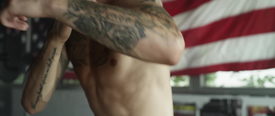Man practicing boxing punches