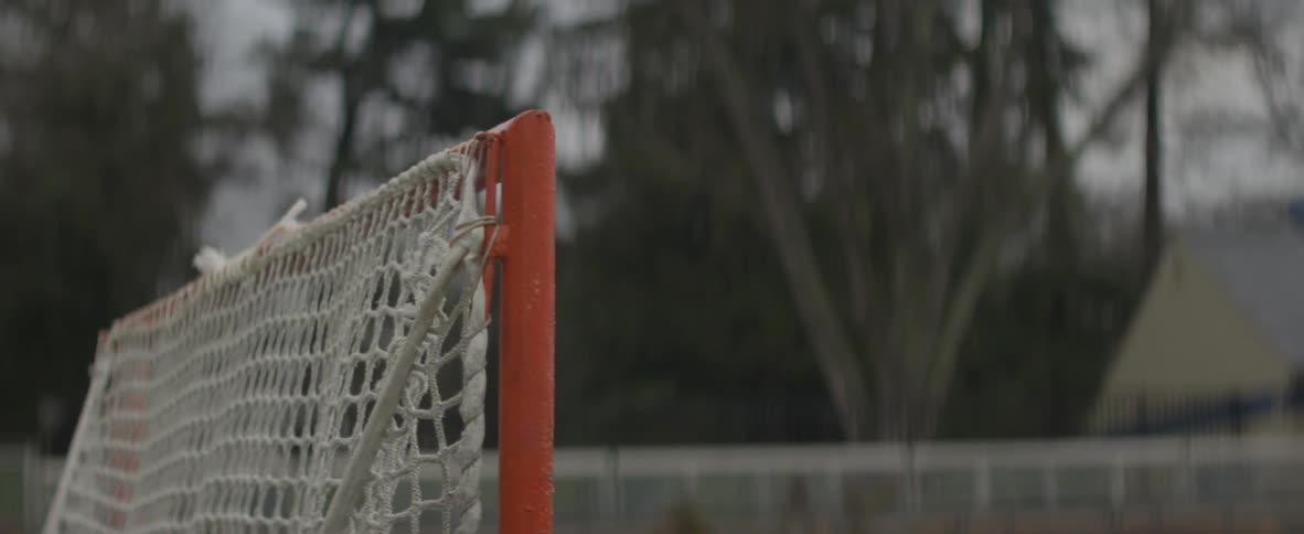 A ball hits the netting of a goal
