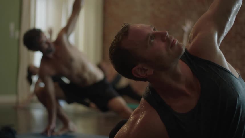 People stretch and do yoga