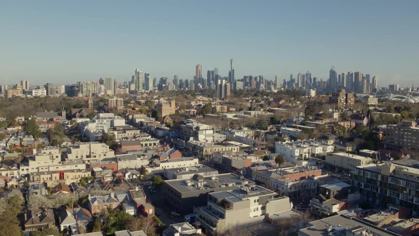 Buildings tower into the city skyline
