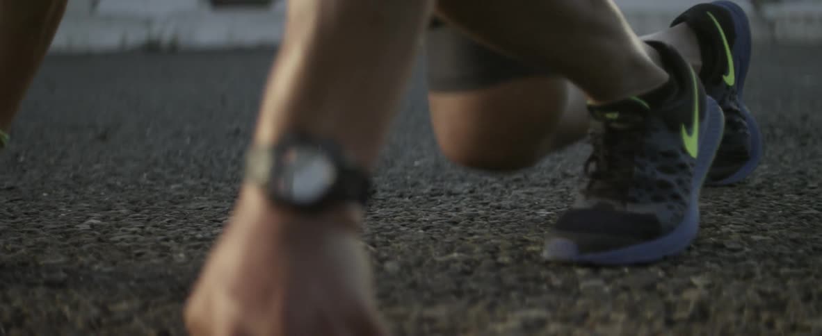 A runner gets ready to start