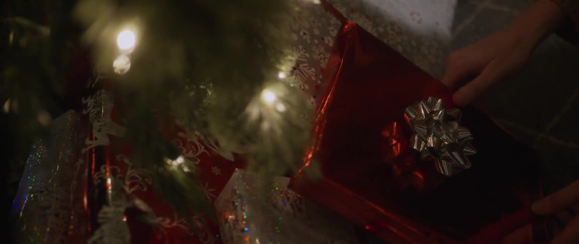 A person setting down a present