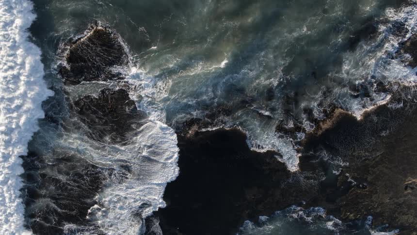 The waves slowly move around below
