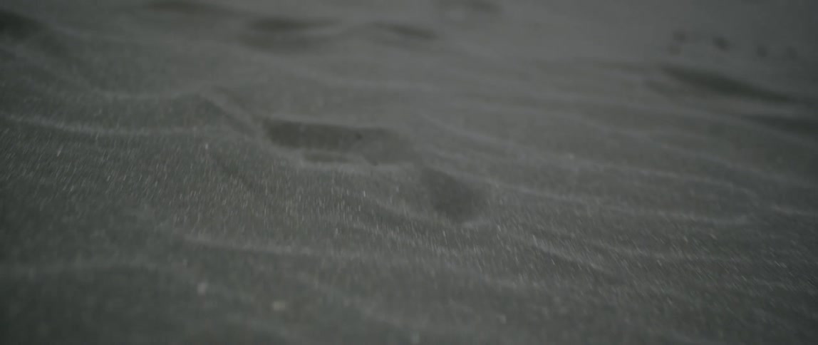 There are footprints all over the sand