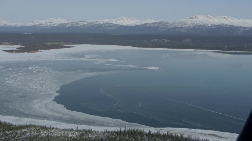 A lake is thawing out