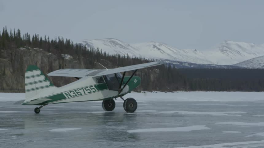 A plane coasting on ice