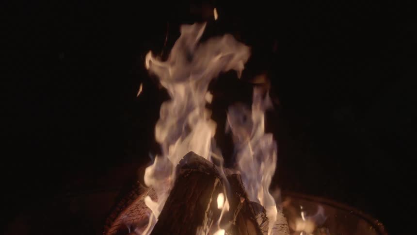 A fire rages silently