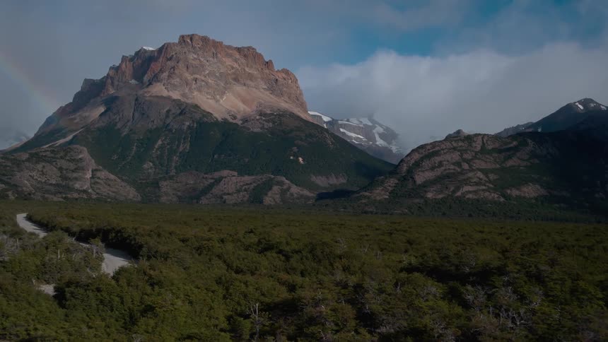A large mountain is ahead