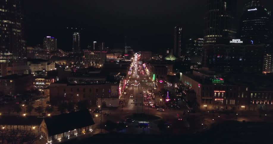 A city full of traffic at night