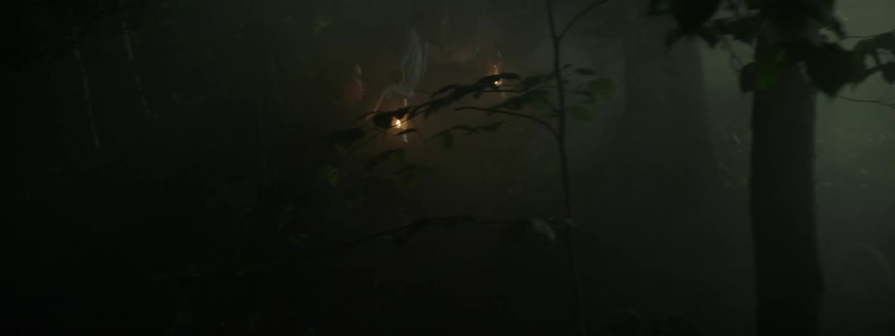 People walk around outside at night with lanterns