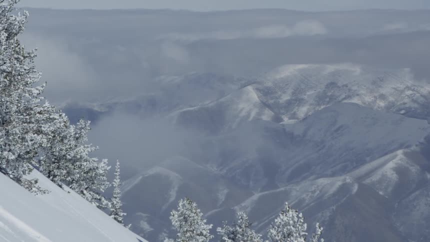 A snowy mountain range