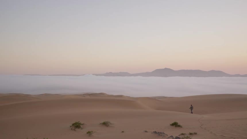 Person walking through the desert