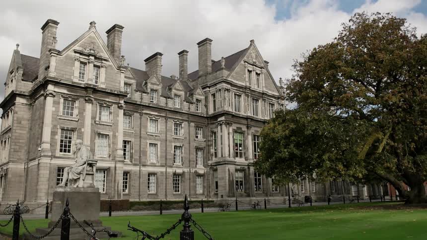 A large building has many chimneys