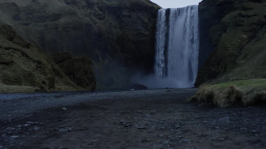 A waterfall in a mountain