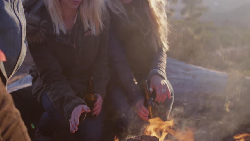 A roaring fire