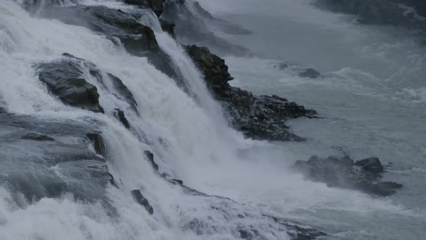 A long waterfall,