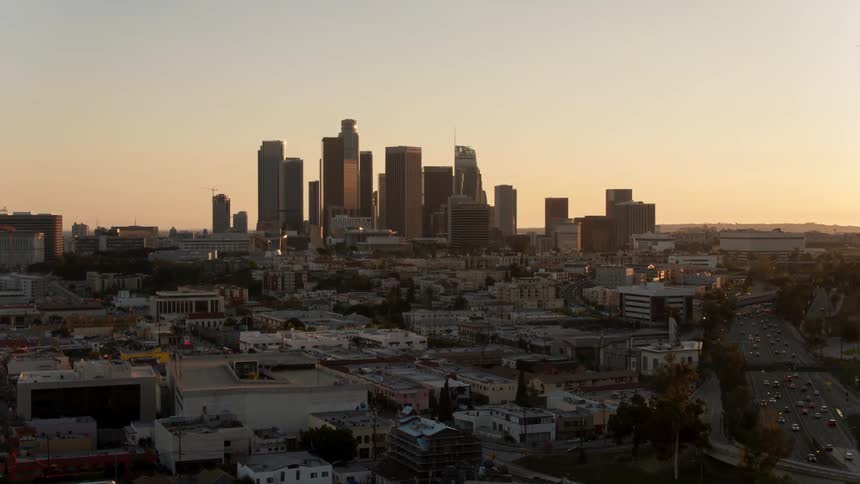 Los Angeles skyline at dawn or dusk