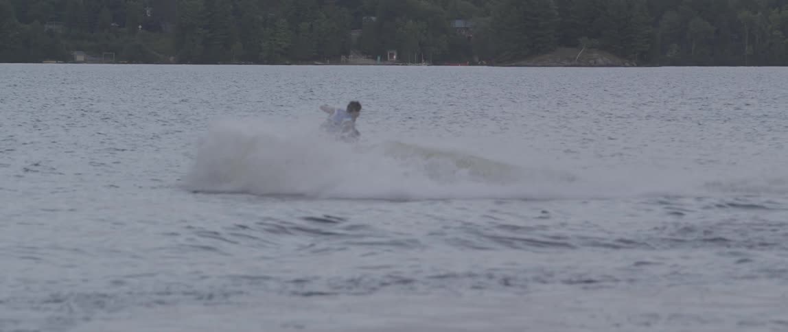 A man is riding a jet ski
