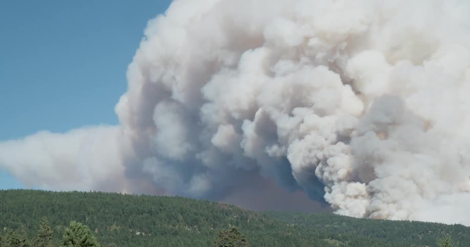 A volcano is erupting