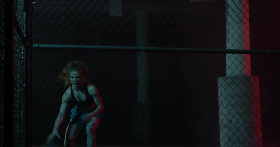 A woman is practicing dribbling