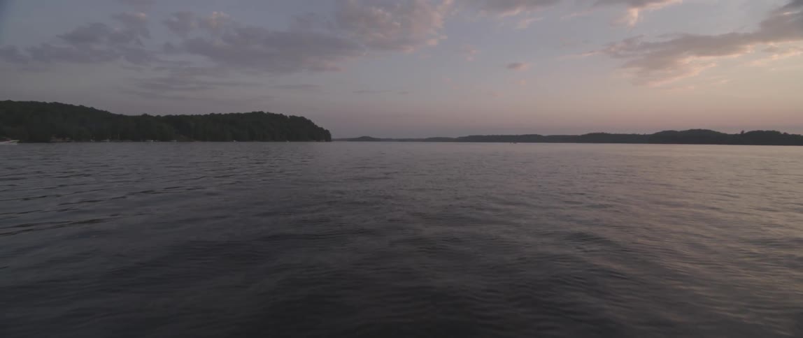 Calm water lies between several land masses