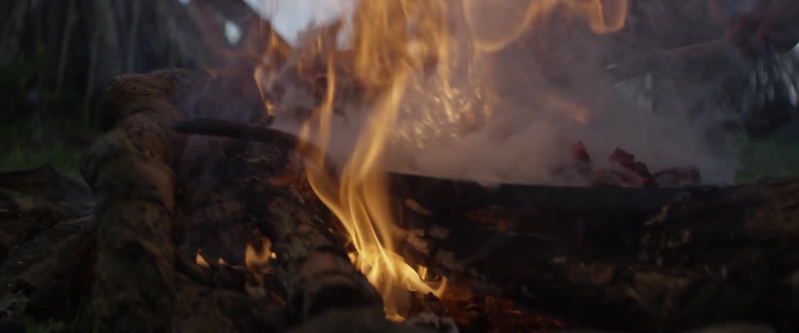 Close up of someone pouring something on a fire