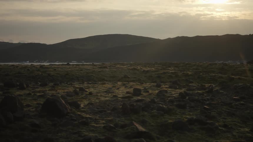 View of a large rocky field on a cloudy day