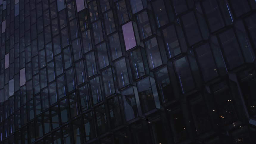 Lights flashing across the dark colored rectangular blocks