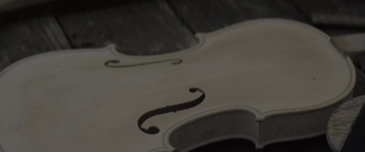 Close up of an unfinished violin