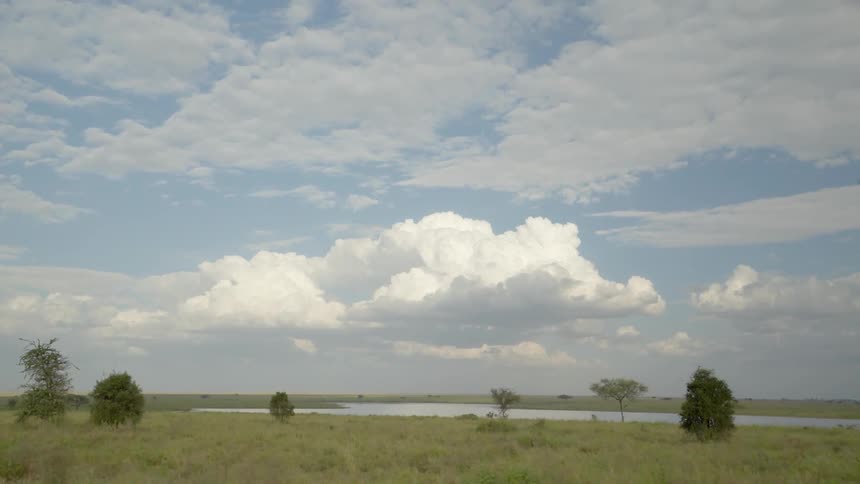 The fields are green and there is water ahead