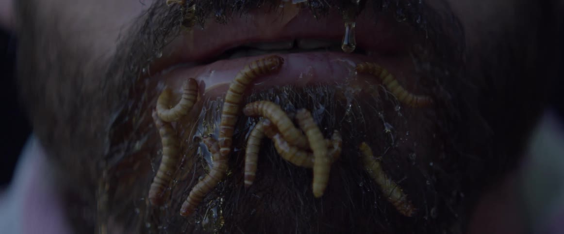 A man has maggots crawling in his beard