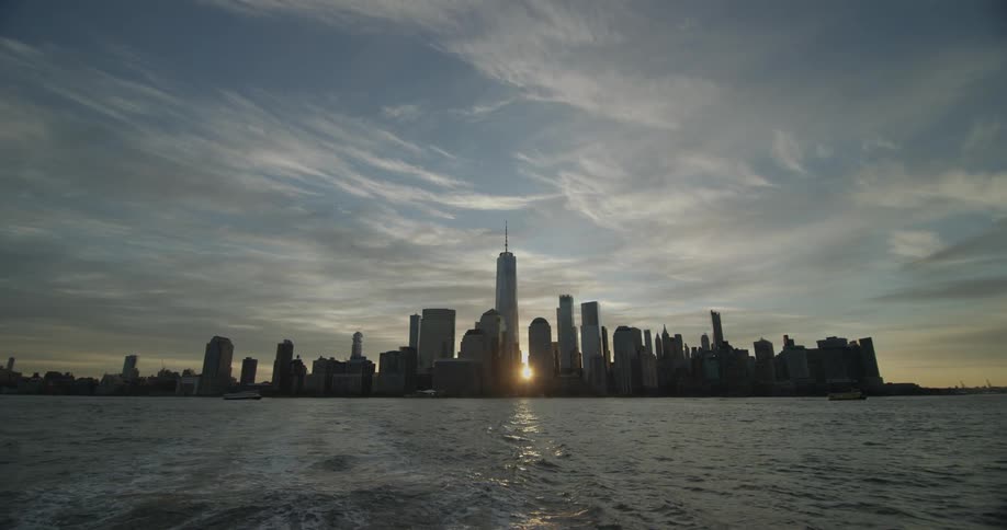 Water flows towards the city shoreline